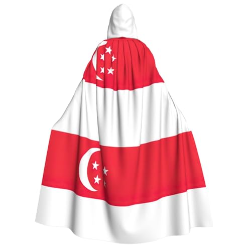 FKGKDF Singapur-Flaggen-Druck, Erwachsenen-Halloween-Kapuzenumhang, Kapuze und Fliege, für Cosplay/Trick-or-Treat von FKGKDF