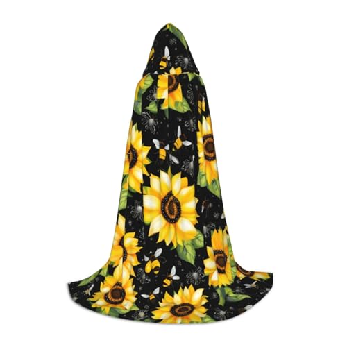 FKGKDF Sonnenblumen-Bienen-Aufdruck, Unisex, Kapuzenumhang, aufmerksames Geschenk für Halloween/Cosplay-Liebhaber/Themenpartys FKGKDF Sonnenblumen-Bienen-Aufdruck, Unisex, Kapuzenumhang, aufmerksames Geschenk für Halloween/Cosplay-Liebhaber/Themenpartys von FKGKDF