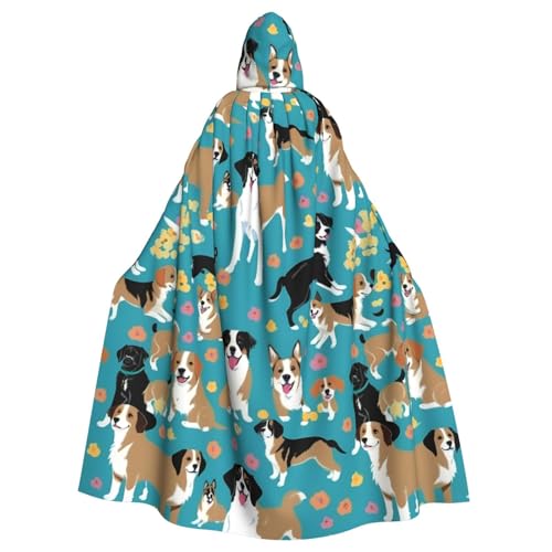 FKGKDF Süßer Corgi-Druck, Gothic-Maskerade-Umhang, dunkle Fantasie, Karneval, Umhang für Kostümpartys und Cosplay von FKGKDF