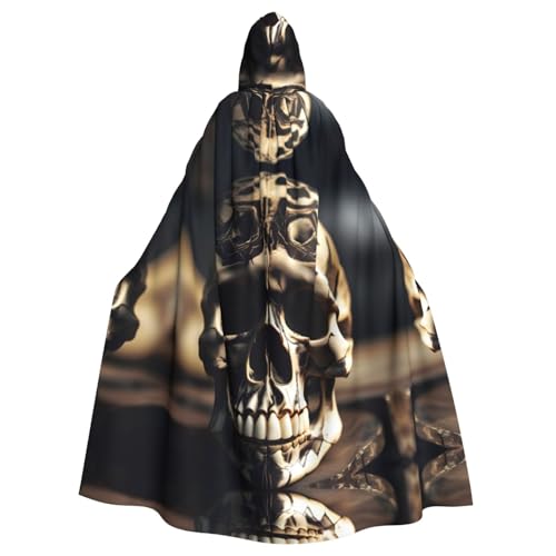 FKGKDF Totenkopf Rock Roll Skelett Knochen Print Gothic Maskerade Umhang Dunkle Fantasy Karneval Umhang für Kostümpartys und Cosplay von FKGKDF