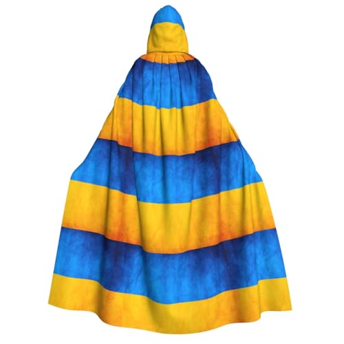 FKGKDF Ukrainischer Flaggen-Druck, Erwachsenen-Halloween-Kapuzenumhang, Kapuze und Fliege, für Cosplay/Süßes oder Saures von FKGKDF