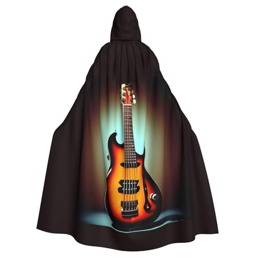 FKGKDF Umhang mit Gitarre, Bass, Musik, Musikinstrument, Gothic, Maskerade, dunkler Fantasieumhang, für Kostümpartys und Cosplay von FKGKDF