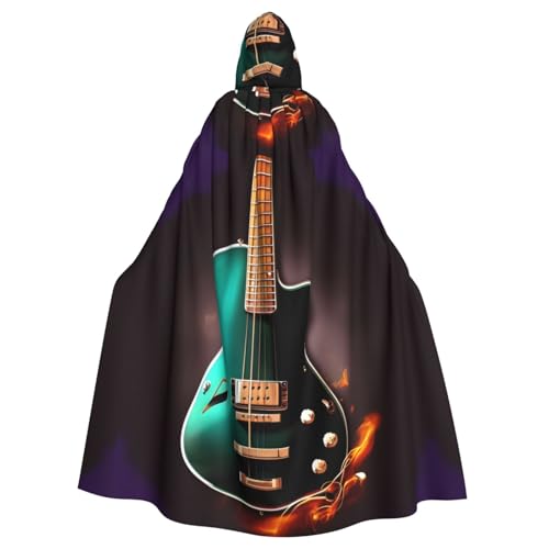 FKGKDF Umhang mit Gitarren-Aufdruck, Gothic-Maskerade, dunkler Fantasie-Karneval, für Kostümpartys und Cosplay von FKGKDF