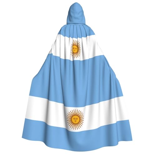 FKGKDF Umhang mit Kapuze und Fliege für Erwachsene, Motiv: argentinische Flagge, Halloween, für Cosplay/Süßes oder Saures von FKGKDF