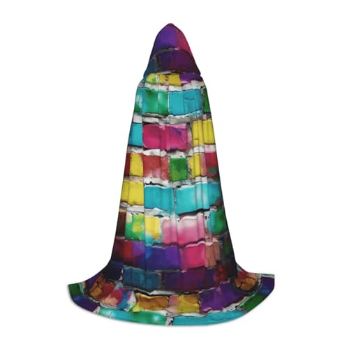 FKGKDF Umhang mit Kapuze und buntem Graffiti-Ziegeldruck, aufmerksames Geschenk für Halloween/Cosplay-Liebhaber/Themenpartys von FKGKDF