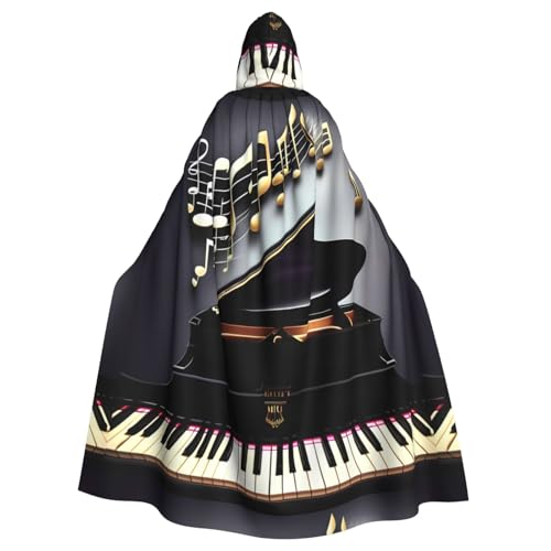FKGKDF Umhang mit Musiknoten, Klavierdruck, Gothic-Maskerade, dunkler Fantasie-Karneval, Umhang für Kostümpartys und Cosplay von FKGKDF