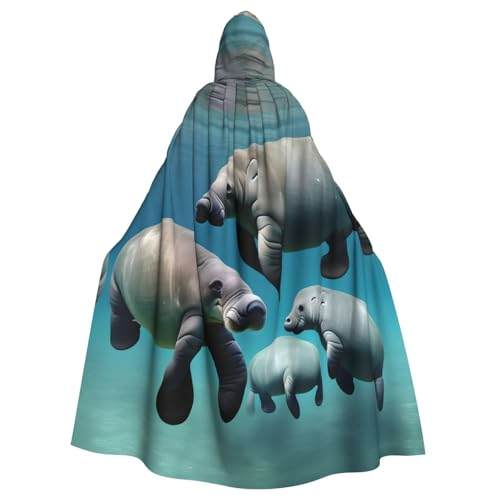 FKGKDF Umhang mit Seekuh, Tierdruck, Gothic-Maskerade, dunkler Fantasie-Karneval, Umhang für Kostümpartys und Cosplay von FKGKDF