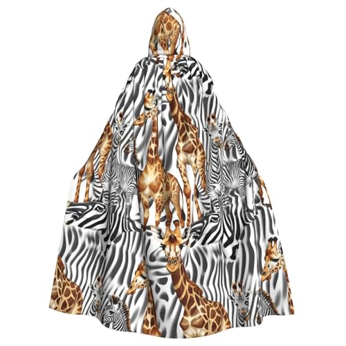 FKGKDF Umhang mit Zebra- und Giraffen-Druck, Gothic-Maskerade, dunkler Fantasie-Karnevalsumhang für Kostümpartys und Cosplay von FKGKDF