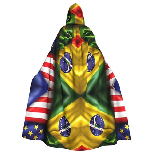 FKGKDF Umhang mit amerikanischen und brasilianischen Flaggen, Gothic-Maskerade, dunkler Fantasie-Karneval, für Kostümpartys und Cosplay FKGKDF Umhang mit amerikanischen und brasilianischen Flaggen, Gothic-Maskerade, dunkler Fantasie-Karneval, für Kostümpartys und Cosplay von FKGKDF