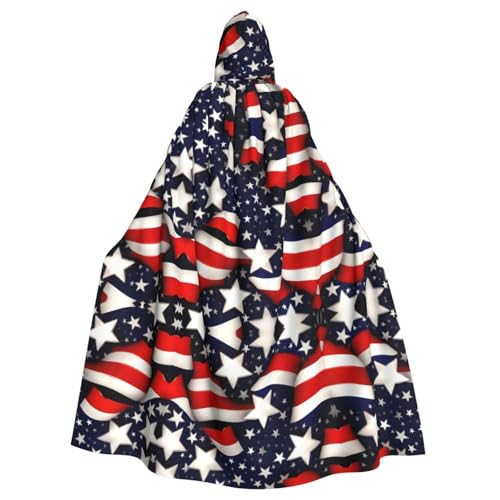 FKGKDF Umhang mit amerikanischer Flagge, Sterne, Streifen, Gothic, Maskerade, dunkler Fantasie-Karneval, für Kostümpartys und Cosplay von FKGKDF