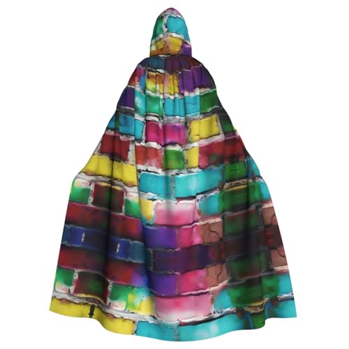 FKGKDF Umhang mit buntem Graffiti-Ziegelstein-Druck, Gothic-Maskerade, dunkler Fantasie-Karneval, Umhang für Kostümpartys und Cosplay FKGKDF Umhang mit buntem Graffiti-Ziegelstein-Druck, Gothic-Maskerade, dunkler Fantasie-Karneval, Umhang für Kostümpartys und Cosplay von FKGKDF