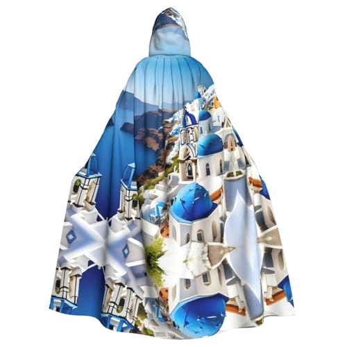 FKGKDF Umhang mit griechischer Insel und Meerblick, Gothic-Maskerade, dunkler Fantasie-Karnevalsumhang für Kostümpartys und Cosplay von FKGKDF