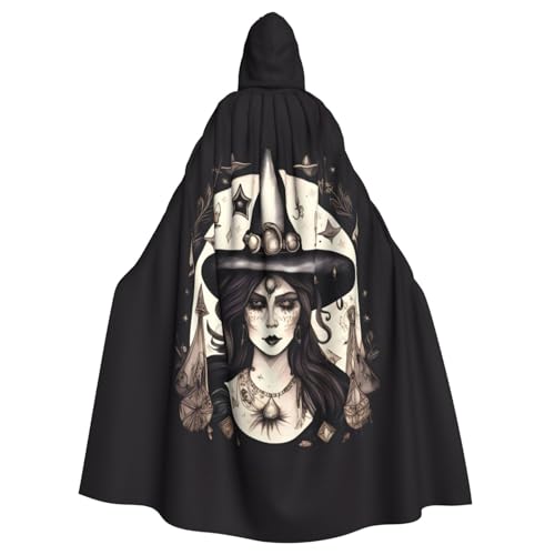 FKGKDF Umhang mit magischer Hexe, böhmischer Druck, Gothic-Maskerade, dunkler Fantasie-Karneval, Umhang für Kostümpartys und Cosplay von FKGKDF