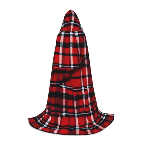 FKGKDF Unisex Kapuzenumhang mit Karomuster in Rot und Schwarz, aufmerksames Geschenk für Halloween/Cosplay-Liebhaber/Themenpartys von FKGKDF