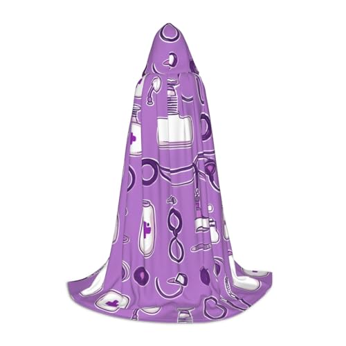 FKGKDF Unisex Kapuzenumhang mit Krankenschwestermuster, violetter Druck, aufmerksames Geschenk für Halloween/Cosplay-Liebhaber/Themenpartys FKGKDF Unisex Kapuzenumhang mit Krankenschwestermuster, violetter Druck, aufmerksames Geschenk für Halloween/Cosplay-Liebhaber/Themenpartys von FKGKDF