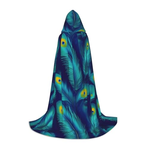 FKGKDF Unisex Kapuzenumhang mit Pfauenvogelfedern, aufmerksames Geschenk für Halloween/Cosplay-Liebhaber/Themenpartys von FKGKDF