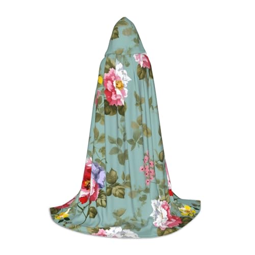 FKGKDF Unisex-Kapuzenumhang mit Pfingstrosen-Druck, aufmerksames Geschenk für Halloween/Cosplay-Liebhaber/Themenpartys von FKGKDF