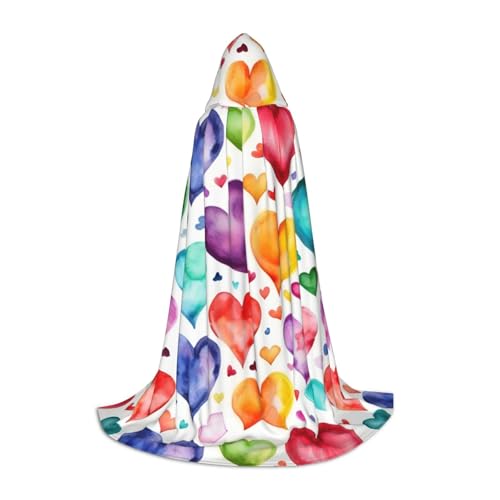 FKGKDF Unisex-Kapuzenumhang mit Regenbogen-Herzen, aufmerksames Geschenk für Halloween/Cosplay-Liebhaber/Themenpartys von FKGKDF