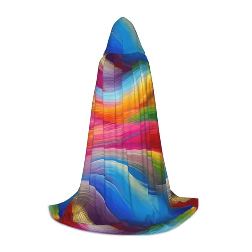 FKGKDF Unisex-Kapuzenumhang mit Regenbogen-Ozean-Druck, aufmerksames Geschenk für Halloween/Cosplay-Liebhaber/Themenpartys von FKGKDF