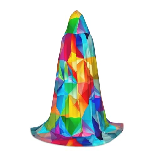 FKGKDF Unisex Kapuzenumhang mit Regenbogen-geometrischem Druck, aufmerksames Geschenk für Halloween/Cosplay-Liebhaber/Themenpartys von FKGKDF