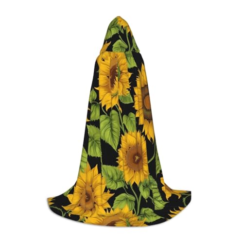 FKGKDF Unisex-Kapuzenumhang mit Sonnenblumenmuster, aufmerksames Geschenk für Halloween/Cosplay-Liebhaber/Themenpartys von FKGKDF
