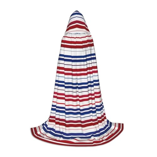 FKGKDF Unisex Kapuzenumhang mit rot-blau-weißen Streifen, aufmerksames Geschenk für Halloween/Cosplay-Liebhaber/Themenpartys von FKGKDF
