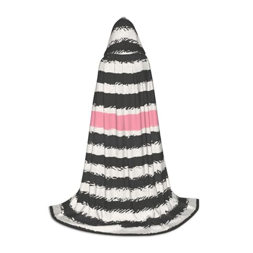 FKGKDF Unisex Kapuzenumhang mit rotem und grauem Streifendruck, aufmerksames Geschenk für Halloween/Cosplay-Liebhaber/Themenpartys von FKGKDF