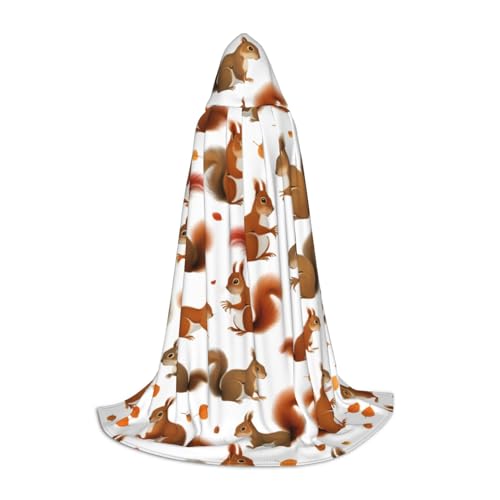 FKGKDF Unisex Kapuzenumhang mit süßem Eichhörnchen-Druck, aufmerksames Geschenk für Halloween/Cosplay-Liebhaber/Themenpartys von FKGKDF