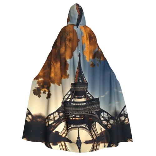 FKGKDF Wunderschöner Eiffelturm-Umhang mit Paris-Druck, Gothic-Maskerade, dunkler Fantasie-Karnevalsumhang für Kostümpartys und Cosplay von FKGKDF