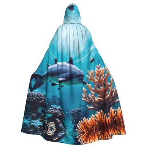 FKGKDF Wunderschöner Unterwasserwelt-Umhang mit Delfinen, Korallendruck, Gothic-Maskerade-Umhang, dunkle Fantasie, Karneval, Umhang für Kostümpartys und Cosplay FKGKDF Wunderschöner Unterwasserwelt-Umhang mit Delfinen, Korallendruck, Gothic-Maskerade-Umhang, dunkle Fantasie, Karneval, Umhang für Kostümpartys und Cosplay von FKGKDF