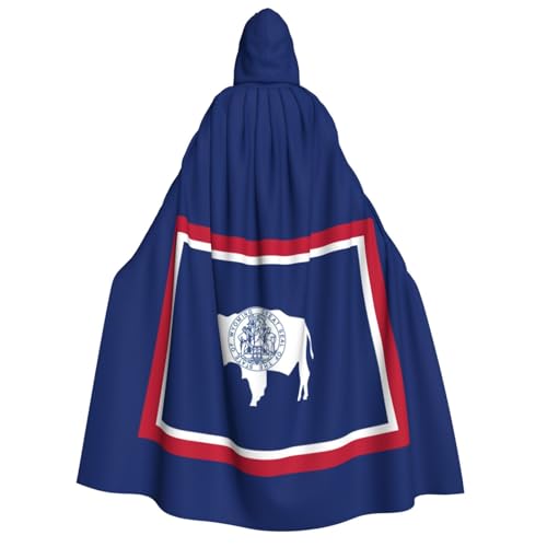 FKGKDF Wyoming State Flag Print Adult Halloween Hooded Cloak, Hood & Bow Tie, For Cosplay/Trick-or Treat von FKGKDF