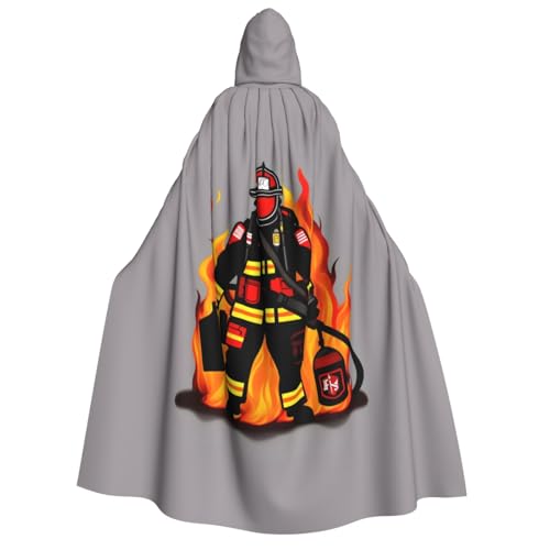Feuerwehrmann Druck Erwachsene Kapuzenumhang Umhang Gothic Karneval Umhang für Damen und Herren Cosplay Kostüme von FKGKDF