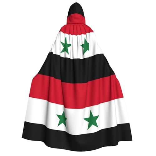 Flagge der Syrischen Arabischen Republik Druck Erwachsene Halloween Kapuzenumhang, Kapuze & Fliege, für Cosplay/Süßes oder Saures von FKGKDF