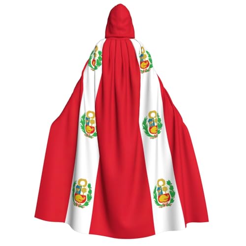 Flagge von Peru, Erwachsenen-Umhang, Kapuze und Fliege, für Cosplay/Süßes oder Saures von FKGKDF