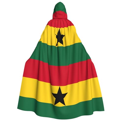 Halloween-Kapuzenumhang mit Flagge von Ghana, Kapuze und Fliege, für Cosplay/Süßes oder Saures Halloween-Kapuzenumhang mit Flagge von Ghana, Kapuze und Fliege, für Cosplay/Süßes oder Saures von FKGKDF