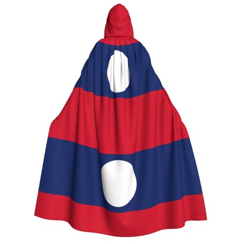 Halloween-Kapuzenumhang mit Flagge von Laos, mit Kapuze, Fliege, für Cosplay/Süßes oder Saures Halloween-Kapuzenumhang mit Flagge von Laos, mit Kapuze, Fliege, für Cosplay/Süßes oder Saures von FKGKDF