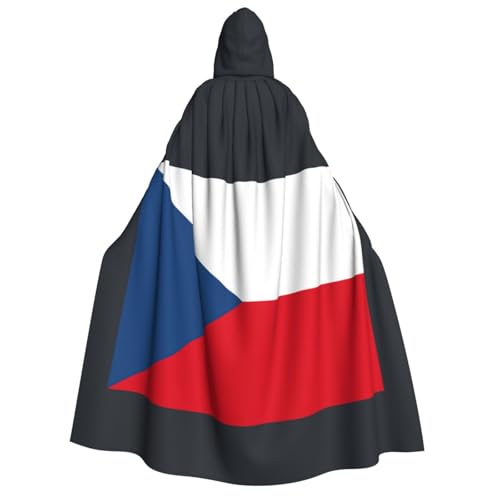Halloween-Kapuzenumhang mit Kapuze und Fliege, Motiv: Flagge der Tschechischen Republik, für Cosplay/Süßes oder Saures von FKGKDF