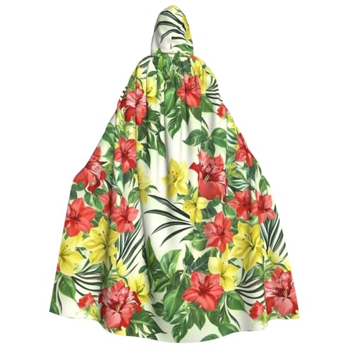 Hojas Tropicales Y Flores Print Erwachsene Kapuzenumhang Umhang Gothic Karneval Umhang für Damen und Herren Cosplay Kostüme von FKGKDF