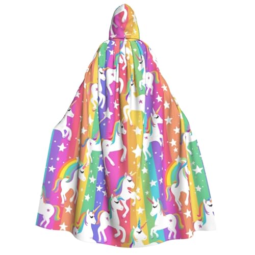 Kapuzenumhang mit Einhörnern auf Streifen, für Erwachsene, Gothic, Karneval, Umhang für Damen und Herren, Cosplay-Kostüme von FKGKDF