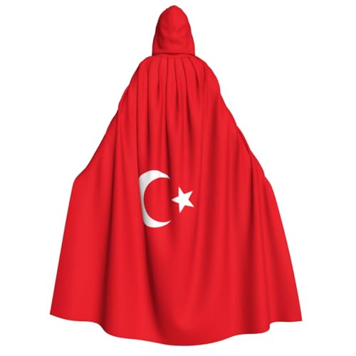 Kapuzenumhang mit Kapuze und Fliege für Erwachsene, Motiv: Flagge der Türkei, für Cosplay/Süßes oder Saures von FKGKDF