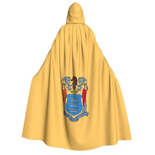 Kapuzenumhang mit Kapuze und Fliege für Erwachsene, Motiv: Flagge von New Jersey, für Cosplay/Süßes oder Saures von FKGKDF