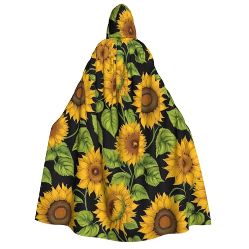 Kapuzenumhang mit Sonnenblumenmuster für Erwachsene, Gothic-Stil, Karneval, Umhang für Damen und Herren, Cosplay-Kostüme von FKGKDF