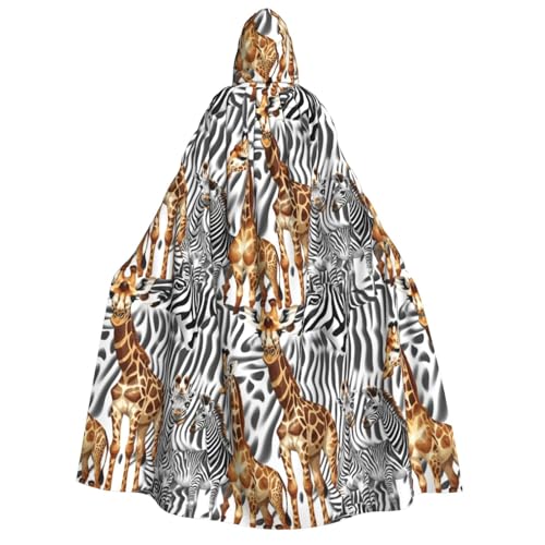 Kapuzenumhang mit Zebra- und Giraffen-Druck, für Erwachsene, Gothic, Karneval, Umhang für Damen und Herren, Cosplay-Kostüme von FKGKDF