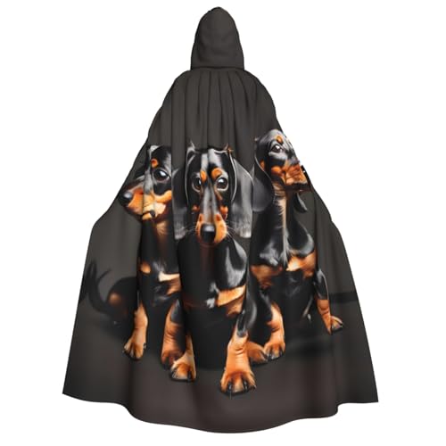 Kapuzenumhang mit drei Dackeln für Erwachsene, Gothic-Stil, Karneval, Umhang für Damen und Herren, Cosplay-Kostüme von FKGKDF