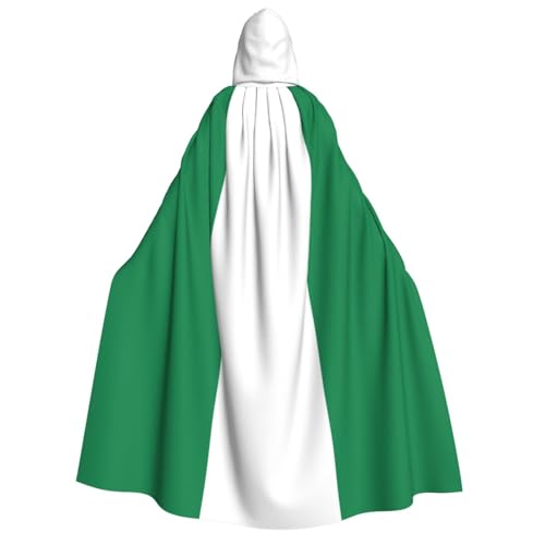 Nigeria-Flaggen-Aufdruck, Halloween-Kapuzenumhang, Kapuze und Fliege, für Cosplay/Süßes oder Saures Nigeria-Flaggen-Aufdruck, Halloween-Kapuzenumhang, Kapuze und Fliege, für Cosplay/Süßes oder Saures von FKGKDF