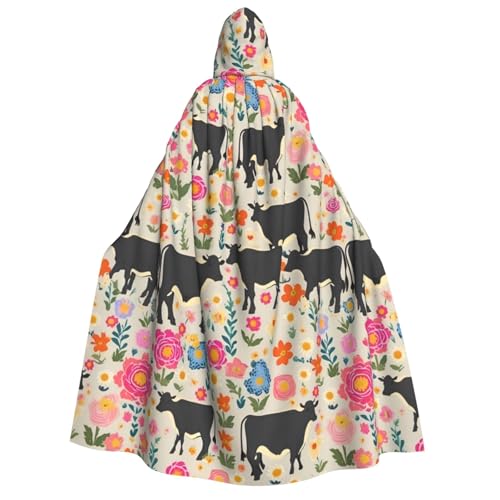 Roter Umhang mit Kapuze für Erwachsene, Motiv: Kühe und Rinder, Gothic, Karneval, Umhang für Damen und Herren, Cosplay-Kostüme von FKGKDF