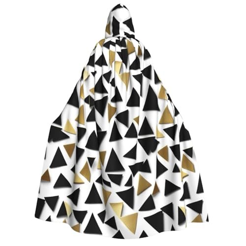 Schwarz-Weiß-Gold-Dreieck-Druck, Erwachsenen-Umhang, mit Kapuze, Gothic-Stil, Karneval, Umhang für Damen und Herren, Cosplay-Kostüme von FKGKDF
