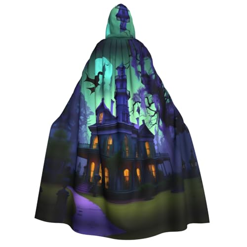 Schwarzer Haunted Mansion Print Erwachsene Kapuzenumhang Umhang Gothic Karneval Umhang für Männer und Frauen Cosplay Kostüme von FKGKDF