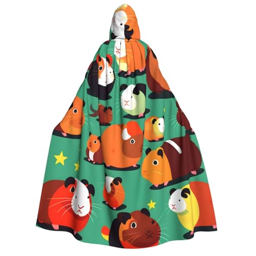 Süßer Meerschweinchen-Aufdruck, Erwachsenen-Umhang mit Kapuze, Gothic, Karneval, Umhang für Damen und Herren, Cosplay-Kostüme von FKGKDF