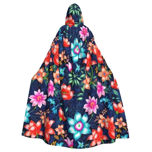 Umhang mit Blumenmuster, blauer Druck, Gothic-Maskerade, dunkler Fantasie-Karneval, für Kostümpartys und Cosplay von FKGKDF